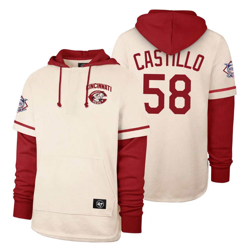 Men Cincinnati Reds #58 Casiillo Cream 2021 Pullover Hoodie MLB Jersey->cincinnati reds->MLB Jersey